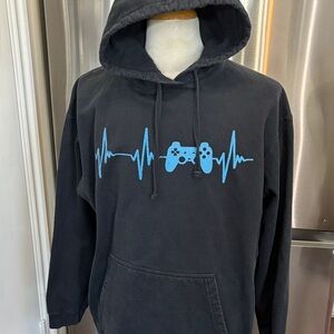 Port and Company Black Hoodie with Blue Controller Design
